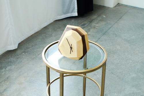 Modern Geometric Hardwood Wall and Table Clock