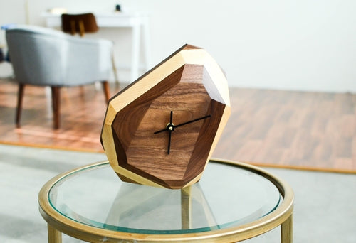 Modern Geometric Hardwood Wall and Table Clock