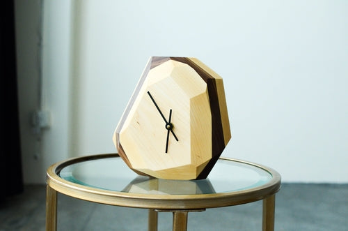 Modern Geometric Hardwood Wall and Table Clock